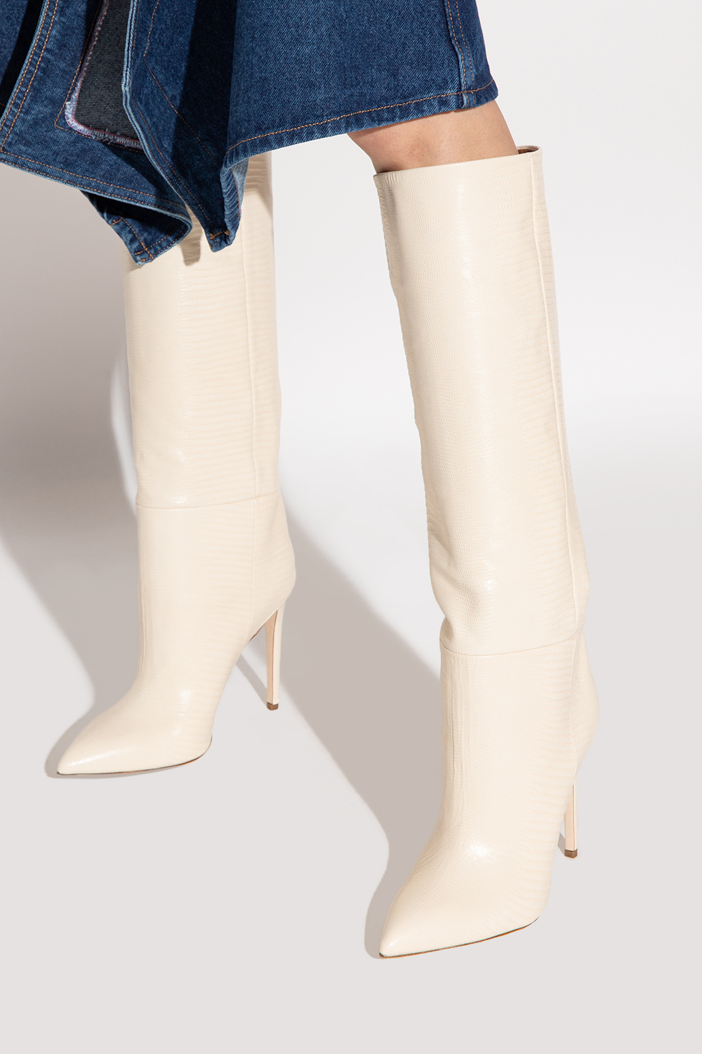 Cream heeled outlet boots